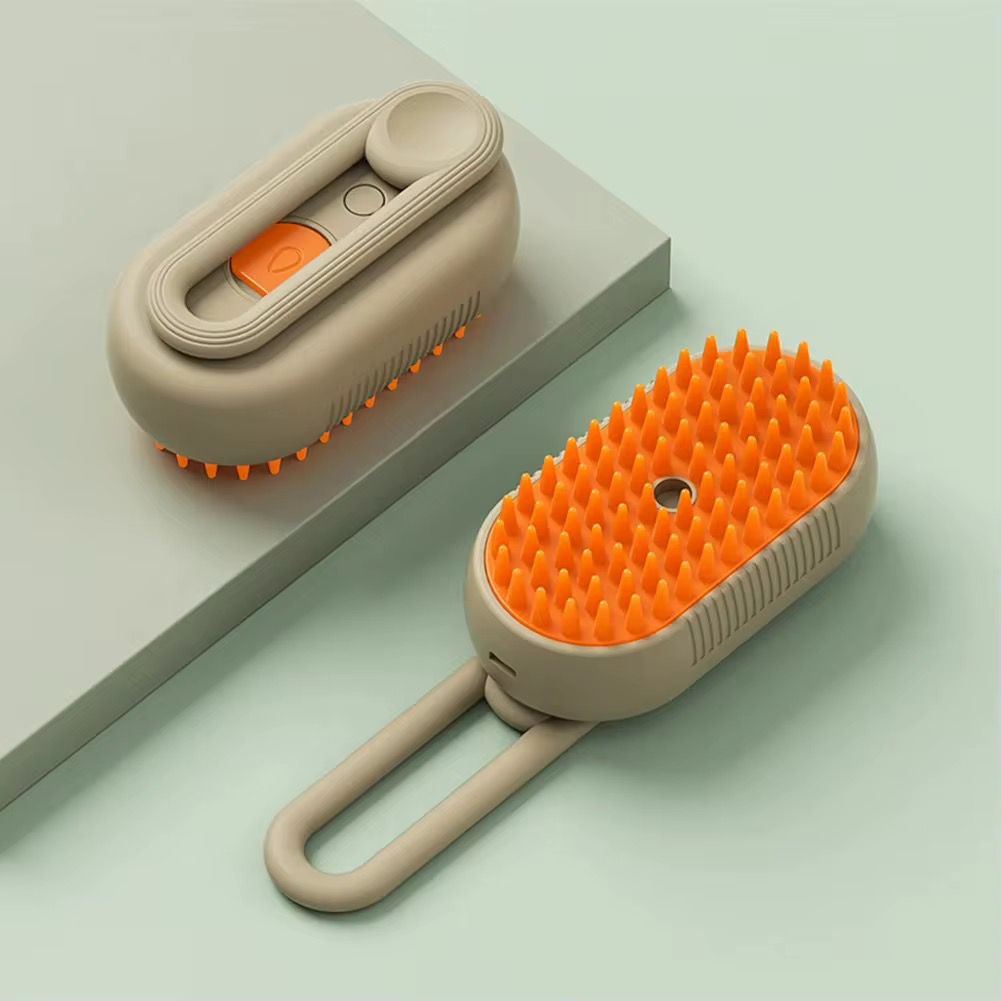 Cepillo a Vapor 3‑en‑1 para Mascotas – Elimina Pelo, Masajea y Desenreda